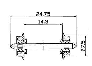 Roco 40189 Coppia assali diametro ruote 7,5 mm, isolati su entrambi i lati