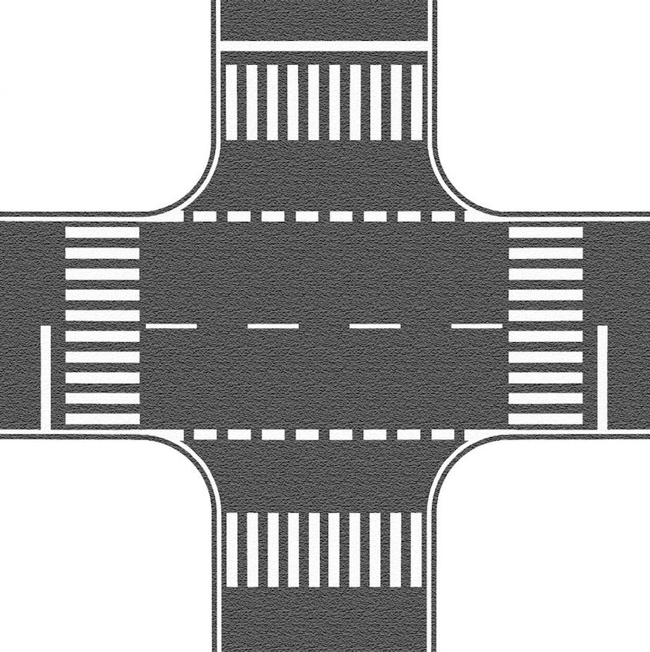 Noch 60712 Incrocio stradale grigio asfalto scuro con segnaletica orizzontale 22 x 22 cm