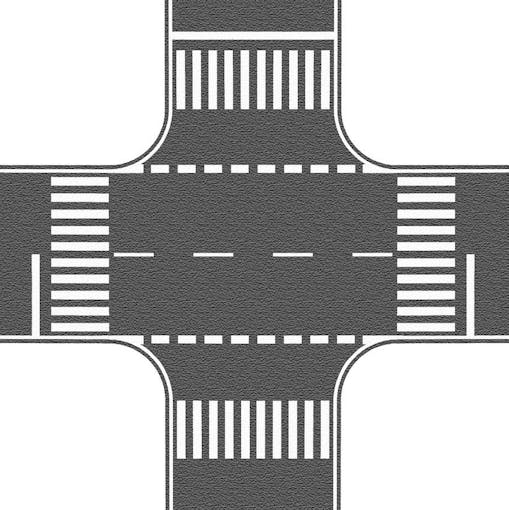 Noch 60712 Incrocio stradale grigio asfalto scuro con segnaletica orizzontale 22 x 22 cm