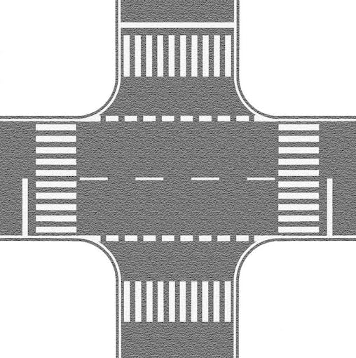 Noch 60714 Incrocio stradale grigio asfalto chiaro con segnaletica orizzontale 22 x 22 cm