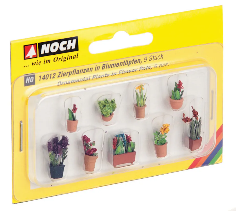 NOCH 14012 – Piante Ornamentali In Vaso H0 (1:87), Set Da 9 Pezzi, Per Modellismo Ferroviario E Diorami