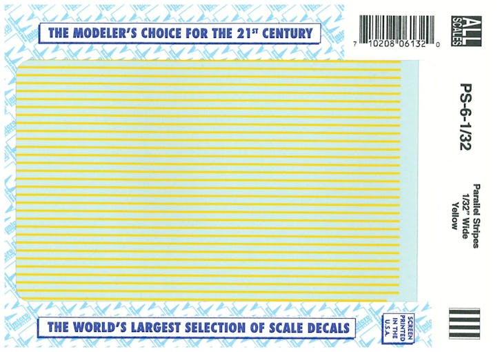 Microscale PS-6-1/32 Decals strisce parallele gialle, mm 0,79