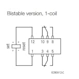Tecnomodel 1838 Relè bistabile 12-16V cc, terminali per pcb