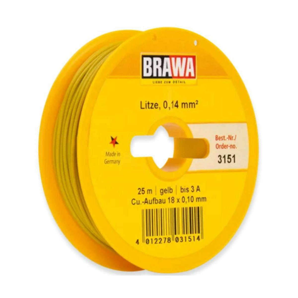Brawa 3151 Cavo Elettrico Giallo In Bobina Da 25 Metri - 0,14 Qmm - Foto 3