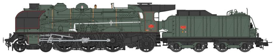 REE Modeles MB-030S SNCF locomotiva a vapore 231 G 117 di 4 serie Dep. Tours, Ep.III livrea verde tenue