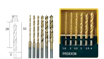 Proxxon 28876 Serie di 6 punte elicoidali in HSS con centrino in custodia. 10 pezzi