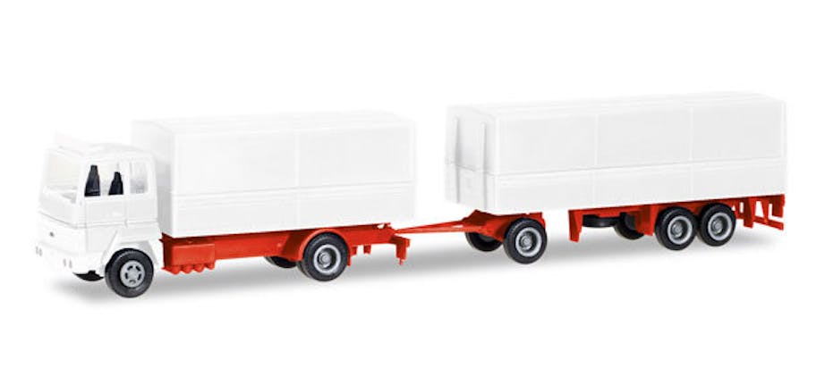 Herpa 013192 MiniKit: Ford Transconti canvas cover trailer, white