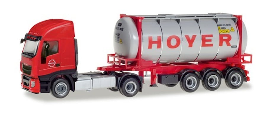 Herpa 309813  Iveco Stralis XP swapcontainer semitrailer ''Hoyer Chemie''