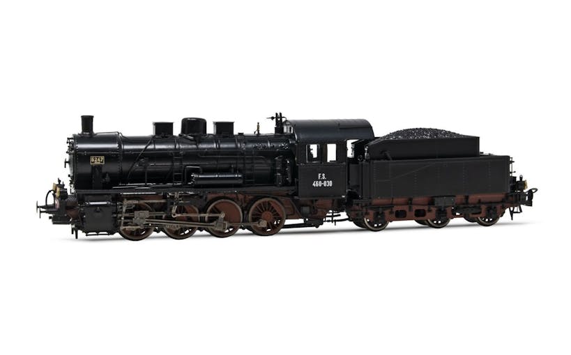 Rivarossi HR2811S FS locomotiva a vapore Gr. 460, caldaia con 3 duomi, livrea nero/rosso vagone, marcatura a biacca, ep. II - DCC Sound