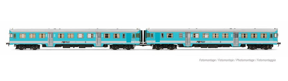 Lima Expert HL2656 FSF set due automotrici Aln 668 livrea di azzurro/grigio ''Freccia Orobica'', con vetri curvi ep.IV