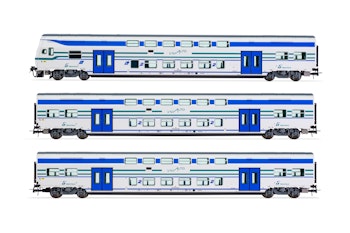 Lima Expert HL5050 FS Trenitalia set 3 carrozze 'Vivalto' 1 pilota 2 intermedie in livrea bianca con fasce verde/blu ep.VI