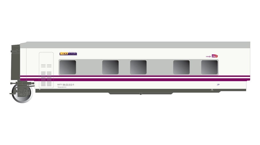 Electrotren E3362 RENFE/SNCF, Treno Hotel Talgo “Elipsos”, carrozza letto, porta a sinistra, ep. IV-V