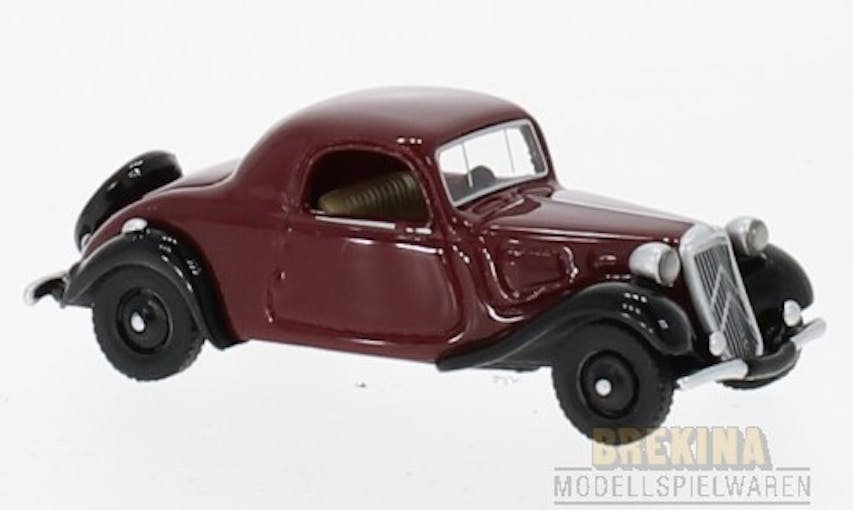 Brekina 87521 CITROEN Traction Avant Faux Cabriolet, rosso scuro / nero