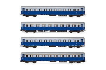 Rivarossi HR4324 FS set quattro carrozze ''Treno Azzurro'' di cui 2 di 1cl. tipo 1946 r 2 di 2cl. una con comparto Ristoro ep. IIIb