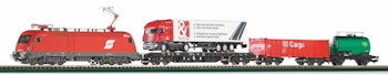 Piko 57177 OBB Start Set con loco elettrica Taurus, 3 carri merci e binari con massicciata