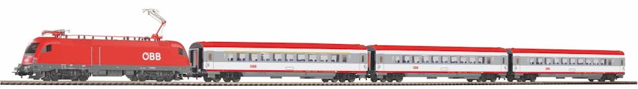 Piko 97947 OBB Start Set con loco elettrica Taurus e 3 carrozze IC, binari con massicciata