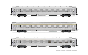 Jouef HJ4146 SNCF set tre carrozze DEV Inox, 1 carrozza A9, 1 carrozza B10 e 1 carrozza A5, ep.III