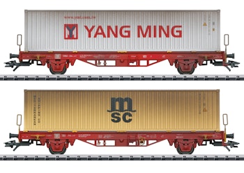 Trix T24139 Set due carri intermodali con container 40' YANG MING e MSC, ep.VI