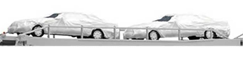 Rivarossi HC2100 Carico di 4 auto sotto telone bianco per carro porta auto, scala H0