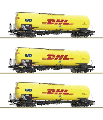 Roco 76029 Set di tre carri cisterna GATX - DHL Kerosin Express, ep.VI