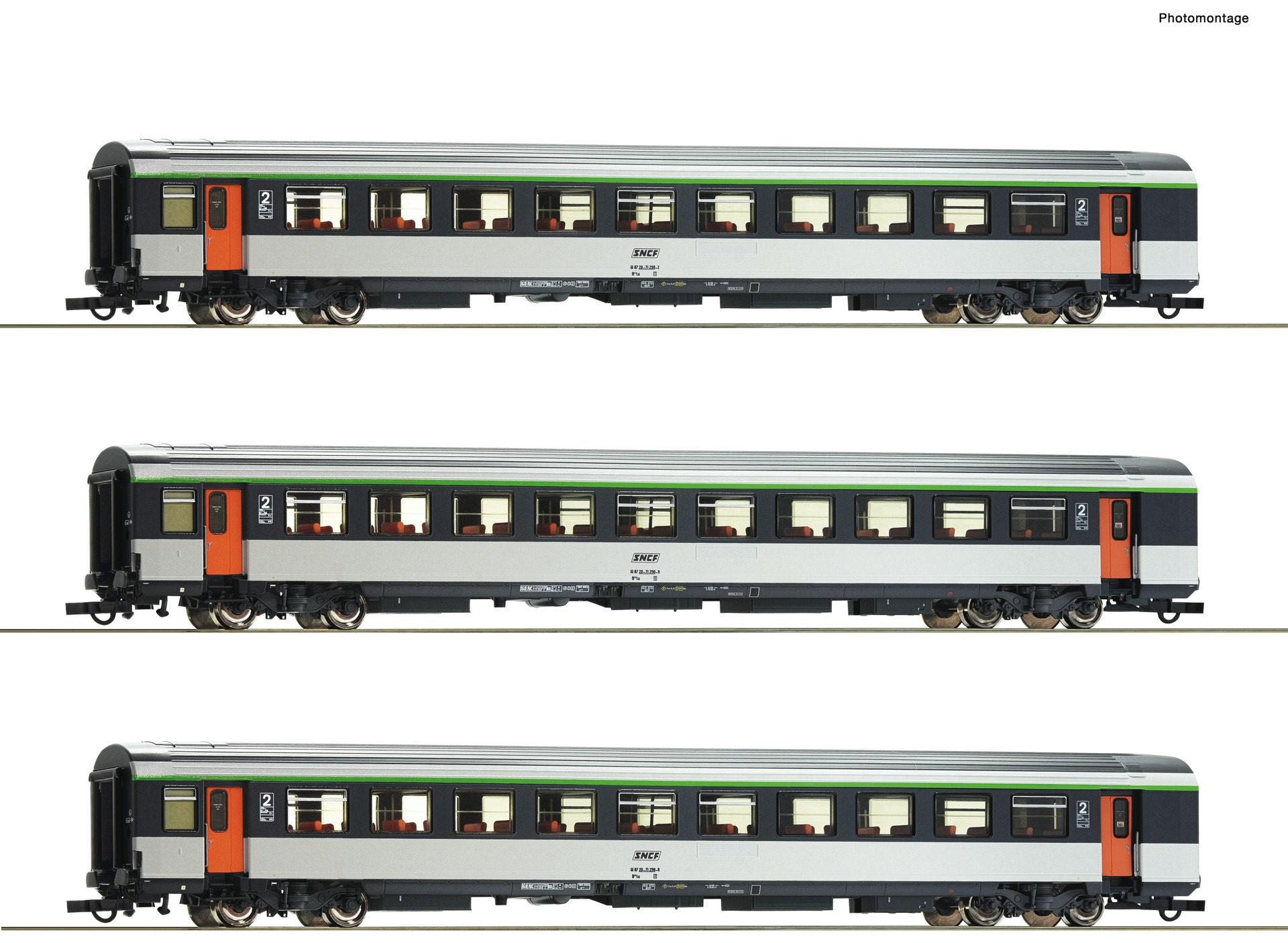 Roco 74032 SNCF Set 3 carrozze ''Corail'' di 2cl. tipo B10tu. EC