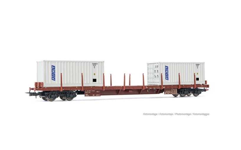 Rivarossi HR6523 FS carro pianale Rgs caricato con due container ''FIAT'', ep.IV-V