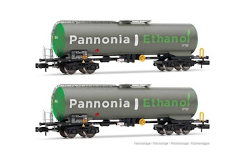 Arnold HN6536 Wascosa set di 2 carri cisterna a 4 assi, livrea grigia e verde ''Pannonia Ethanol'', ep. VI - Scala N