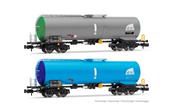 Arnold HN6537 ERR, set di 2 carri cisterna a 4 assi, livrea verde/grigia e blu chiara/scura, ep. VI - Scala N