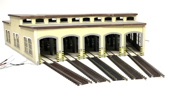 Tecnomodel 71829 Rimessa locomotive FS di tipo circolare raggio di uscita 7,5° per piattaforma Fleischmann 6152 e Heljan 89121, illuminazione interna a Led 15V. cc/ca