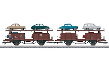 Marklin 46129 DB carro per trasporto auto tipo Laaes, caricato con 8 diversi modelli di VW Tipo 3 1500 e 1600 di Brekina, ep.IV