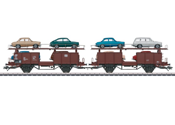 Marklin 46129 DB carro per trasporto auto tipo Laaes, caricato con 8 diversi modelli di VW Tipo 3 1500 e 1600 di Brekina, ep.IV