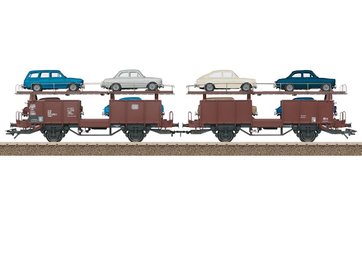 Trix 24332 DB carro per trasporto auto tipo Laaes, caricato con 8 diversi modelli di VW Tipo 3 1500 e 1600 di Brekina, ep.IV