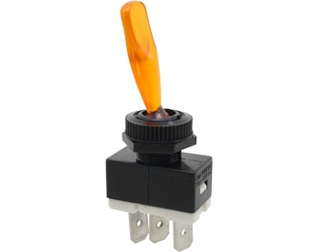 DONAU Elektronik KS133 Interruttore da pannello a levetta, 1 polo, nero, arancio luminoso, ON-OFF