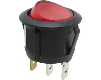 DONAU Elektronik KWS330 Interruttore di spegnimento, unipolare, nero, tondo, rosso luminoso, ON-OFF