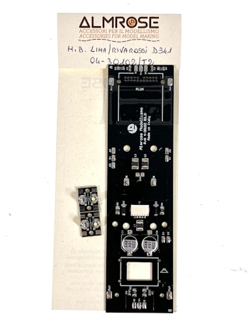 Almrose 4-30102-D341-T2 Kit per sostituzione scheda elettronica originale per Lima – Rivarossi D341 con connettore decoder PLUX22, PowerPack integrato e luci marcia a LED.