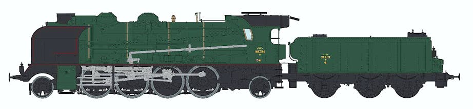 REE Modeles MB-130S SNCF locomotiva a vapore 5 -141 E 284 di 2 serie Dep. VILLENEUVE, ep.III livrea verde - DCC Sound + Fumo dinamico