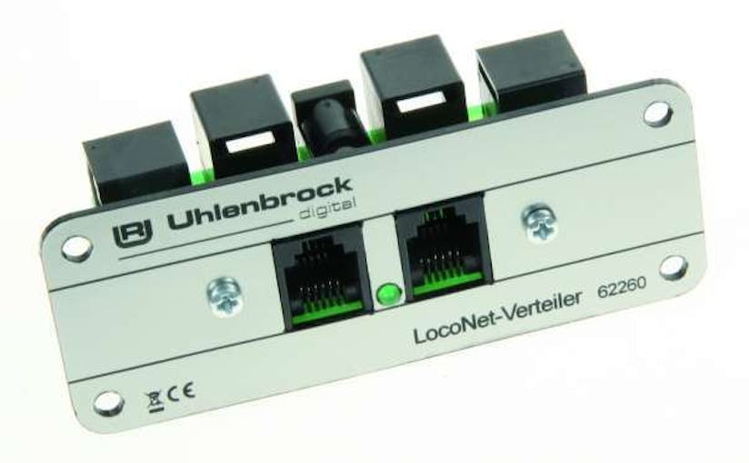 Uhlenbrock 62261 Modulo distribuzione LocoNet da pannello, con 6 connessioni