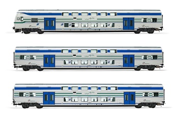 Lima Expert HL5058 FS Trenitalia set 3 carrozze 'Vivalto' 1 pilota 2 intermedie in livrea bianca con fasce verde/blu ep.VI