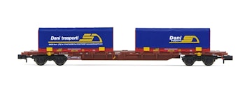 Arnold HN6586 FS carro portacontainer Sgnss, livrea marrone, caricato con 2 container da 22' ''Dani Transporti'', ep. VI