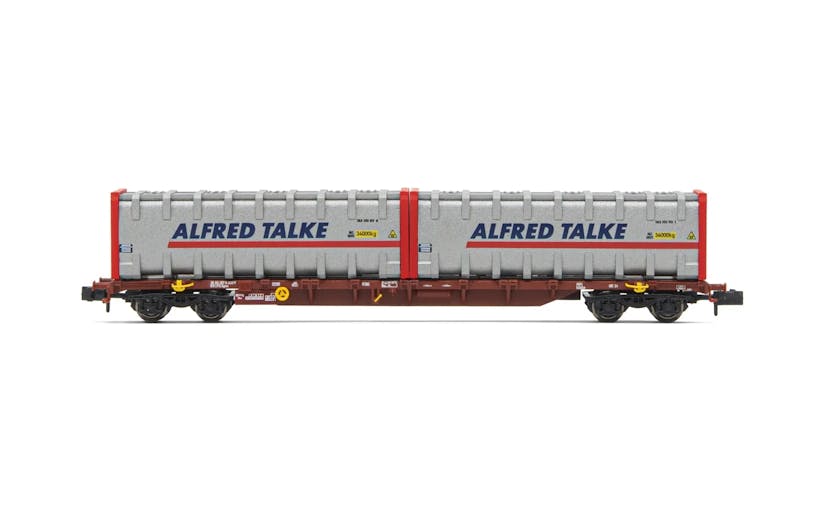Arnold HN6590 Carro portacontainer a 4 assi Sgnss, marrone, con 2 portacontainer da 30' ''ALFRED TALKE'', ep. VI