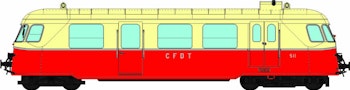 REE Modeles VM-008S CFDT Automotrice Billard A80d n.511 1 faro, livrea rosso/crema, ep.III - DCC Sound