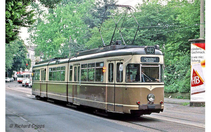 Rivarossi HR2859 Tram Duewag Gt8, versione Dortmund, livrea marrone/beige, ep. IV