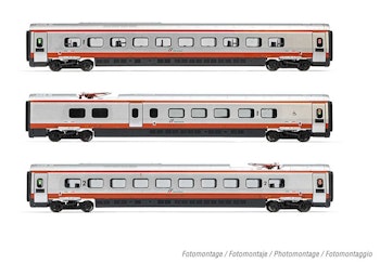 Arnold HN3511 FS, set di 3 carrozze intermedie per HN2577, Etr 610 livrea ''Frecciargento'' ep. VI - Scala N 1/160