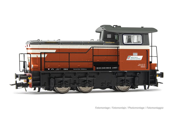 Rivarossi HR2932 Mercitalia Shunting & Terminal, locomotiva diesel da manovra gruppo 245, livrea rossa/grigio scura con strisce bianche, ep. V