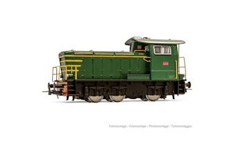 Rivarossi HR2931 FS, locomotiva diesel da manovra gruppo 245, senza corrimani laterali, livrea verde con strisce gialle, ep. IV