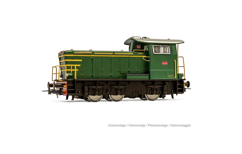 Rivarossi HR2931S FS, locomotiva diesel da manovra gruppo 245, senza corrimani laterali, livrea verde con strisce gialle, ep. IV - DCC Sound