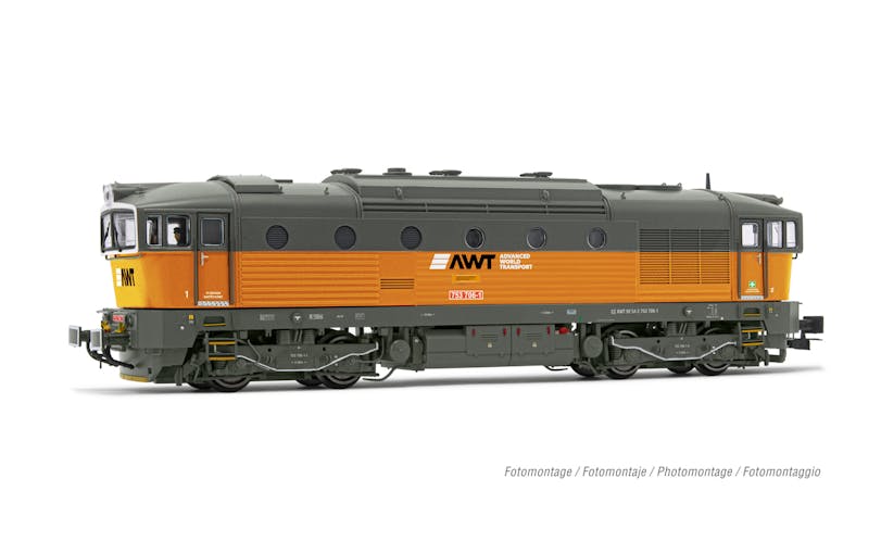 Rivarossi HR2928 AWT, locomotiva diesel classe D.753.7, livrea arancio/grigia, ep. V-V