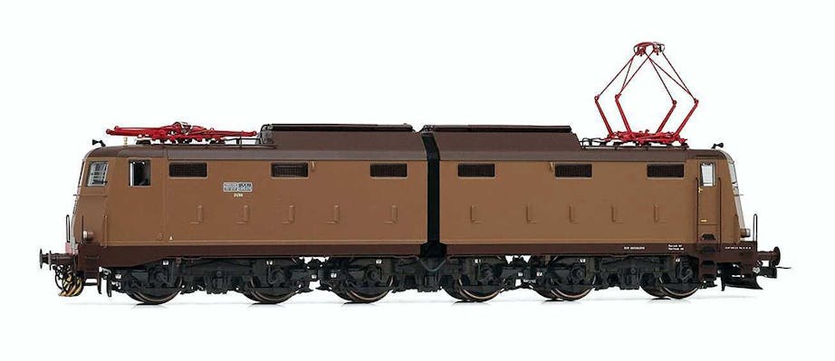 Rivarossi HR2933 FS, locomotiva elettrica E.645 014, 1a serie, livrea castano/Isabella con logo FS semplificato, pantografi 52, ep. IV-V