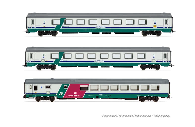 Rivarossi HR4359 FS, set di 3 carrozze IC 507/530 ''Sila'', Torino - Reggio Calabria, livrea Intercity Plus, ep.Vb