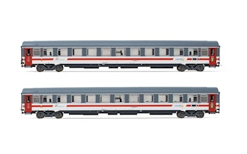 Rivarossi HR4356 FS, set di 2 carrozze UIC-Z1 ''Progetto 901'' di 2a classe, livrea Intercity Giorno con striscia grigia, ep. VI